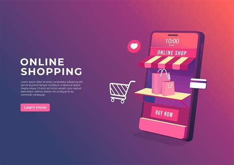 Online Shopping On Mobile Application Banner 3d Online Store On Mobile