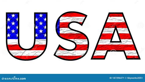 Usa Stars And Stripes Word Text Graphic Logo With American Flag Red