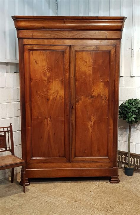 Antique Large French Provincial Fruitwood Armoire Wardrobe With Secret