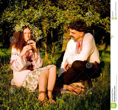 Pregnant Woman Playing A Pipe Stock Photo Image Of Flowers