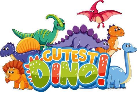 Cute Dinosaurs Cartoon Character With Cutest Dino Font Banner 2698519
