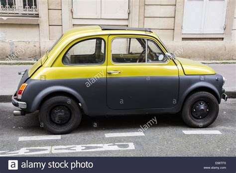 Vintage Fiat 500 Car Parked On The Street In Paris France Stock Photo