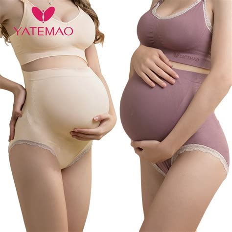 Yatemao High Waist Maternity Panties Pregnant Breathable Abdominal