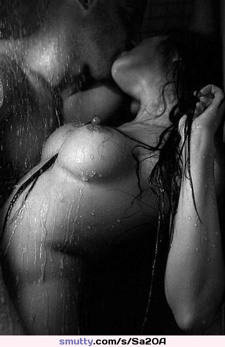 Couple Shower Wet Sensual Curvy Tits Blackwhite