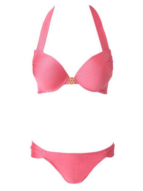 [71 Off] 2018 Solid Color Push Up Bikini Set In Pink S Zaful