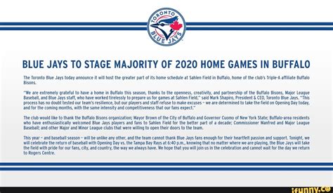 The official instagram of major league baseball. BLUE JAYS TO STAGE MAJORITY OF 2020 HOME GAMES IN BUFFALO ...