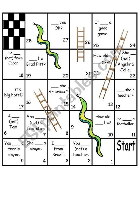 Verb To Be Snakes And Ladders Game English Lessons For Kids
