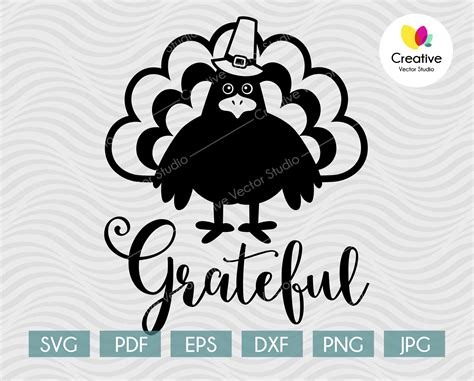 Grateful Turkey Svg Thanksgiving Design Creative Vector Studio
