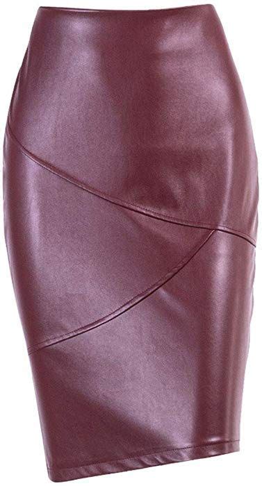 Sprint Love Elegant High Waist Faux Leather Skirts Office Lady Bodycon