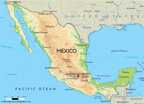 Mapa de estados unidos e México Mapa de México e en américa América Central América