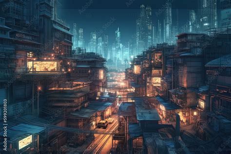 Concept Art Illustration Of Gotham City At Night Dystopian Gotham City
