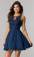 Short Homecoming Dress with Beaded-Lace Bodice in 2020 | Cute formal ...