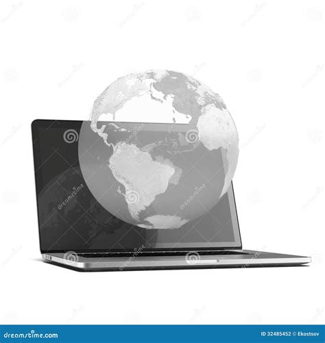 Laptop With Globe Stock Illustration Illustration Of Concept 32485452