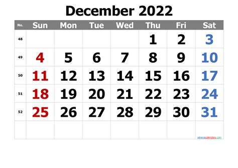 December 2022 Calendar With Holidays Pdf And Image