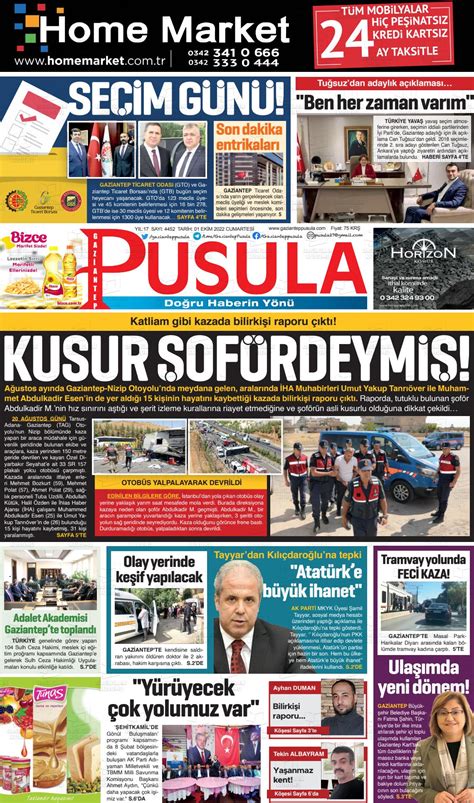 01 Ekim 2022 tarihli Gaziantep Pusula Gazete Manşetleri