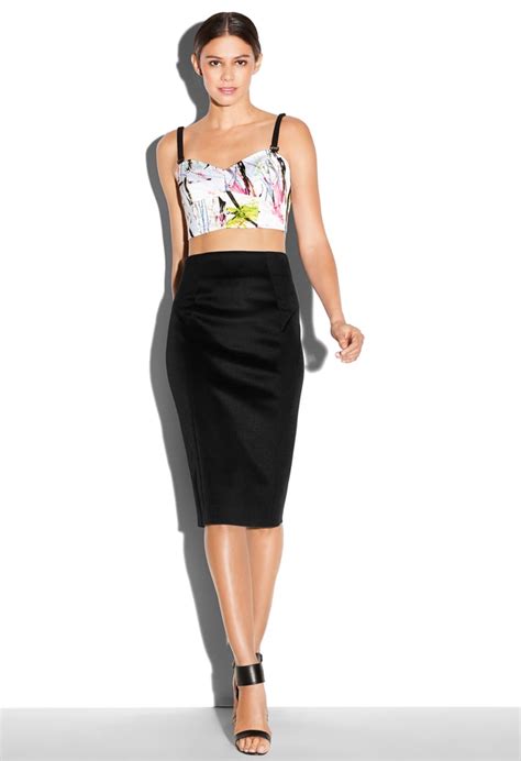 milly tech stretch high waist pencil skirt 225 jennifer lawrence s black crop top and skirt