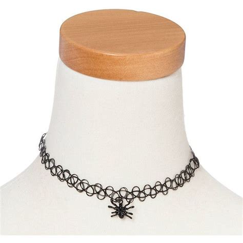 Halloween Black Tattoo Choker Necklace With Spider Pendant Claire S