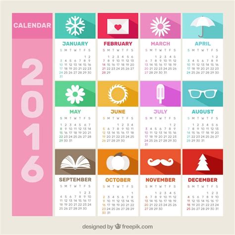 Premium Vector Colorful 2016 Calendar