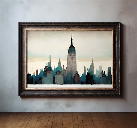 Vintage NY Painting Of Empire State Building Empire State Etsy