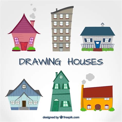 Colorful Drawing Houses Vector Free Download