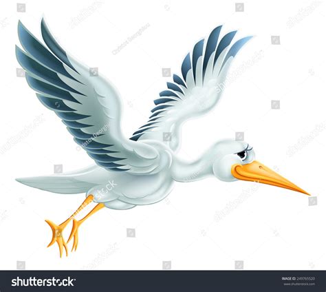 Illustration Cute Cartoon Stork Bird Character Stock