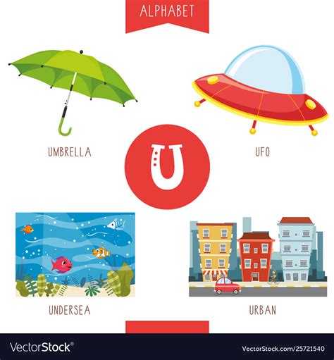 Alphabet Letter U And Pictures Royalty Free Vector Image