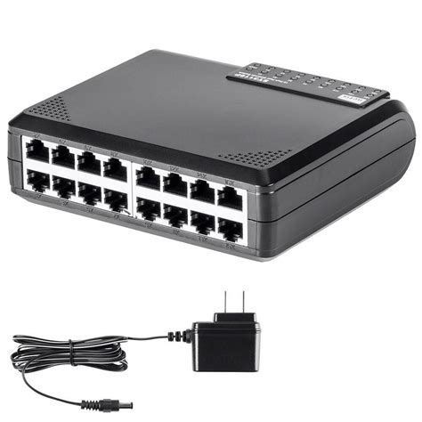 16 Port Rj45 10100 Mbps Ethernet Network Switch Desktop Lan Hub Power