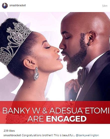 Celebrities Congratulate Banky W And Adesua Etomi On Their Engagement