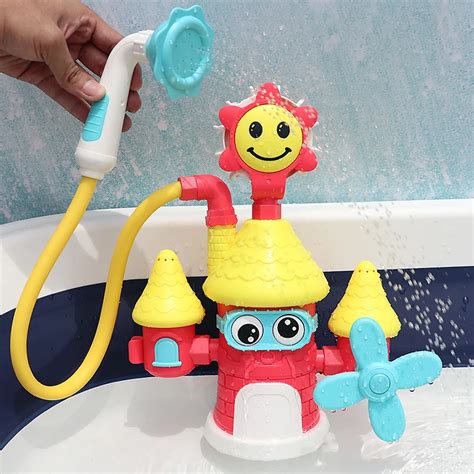 Bath Shower Toy Funny Castle Electric Water Spray Sprinkler Waterwheel Bathing Sucker Bathroom