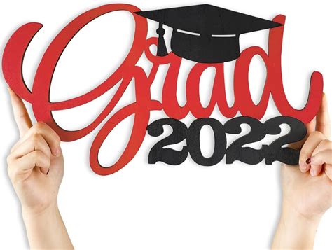 Buy Graduation Photo Booth Props 2022red And Black Grad 2022 Wooden