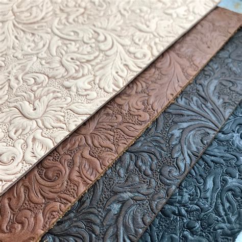 Embossed Leather Sheets Trim Leather With Acanthus Pattern Etsy