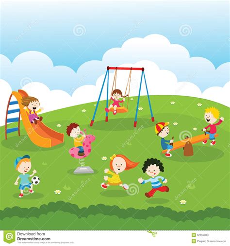 Kids At Park Stock Vector Image 52550384