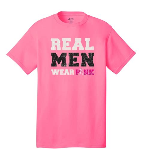 Real Men Wear Pink Breast Cancer T Shirt Neonpk Medium