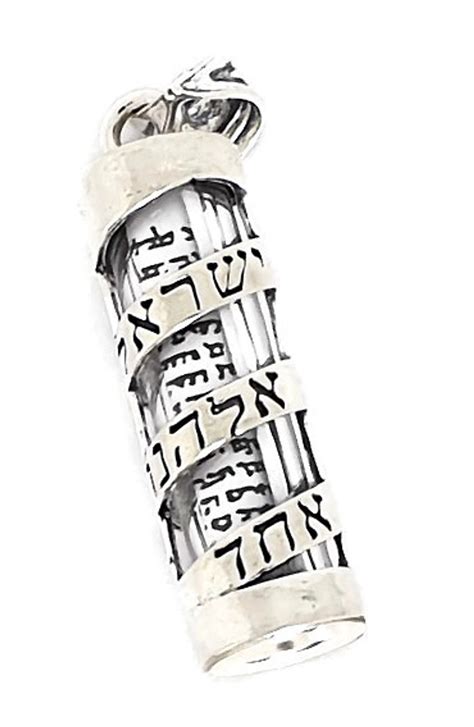 Silver Mezuzah Necklace With Shema Yisrael Scroll And Blessing