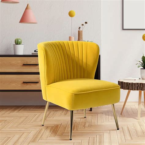 Classic Curved Back Yellow Velvet Lounge Chair Wallmantra