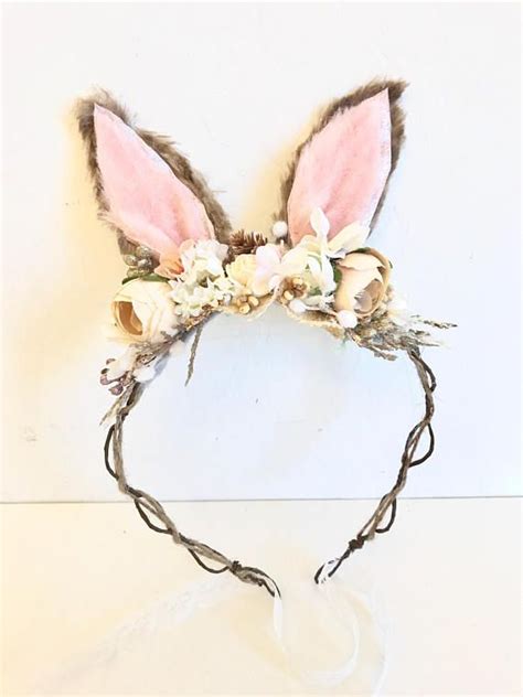 Bunny Headband Bunny Flower Crown Bunny Ear Headband Bunny Etsy