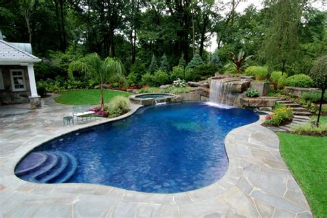 Luxury Inground Swimming Pool Waterfalls Custom Design Ideas Nj