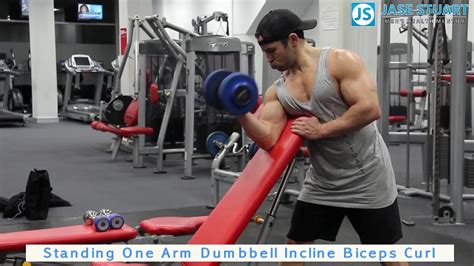 Standing One Arm Dumbbell Incline Biceps Curl Youtube
