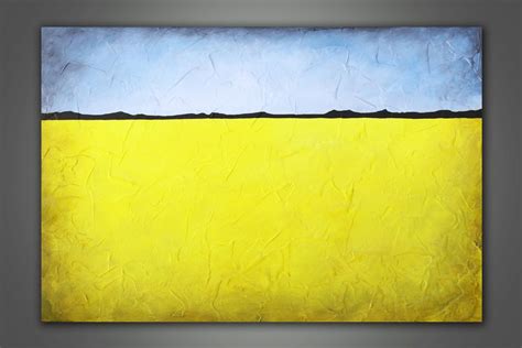 Sale Abstract Landscape Painting Yellow And Bluegrey 24 X