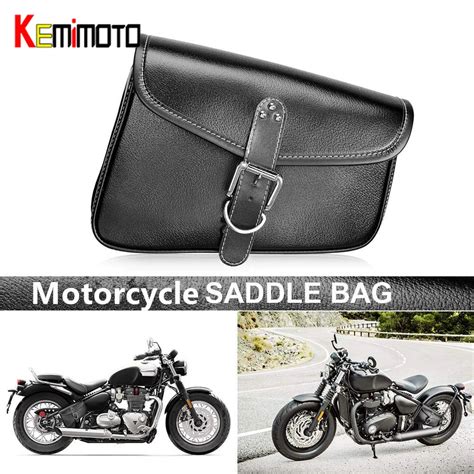 Kemimoto Waterproof Leather Saddle Bags Swingarm Side Bag Tool Pouch