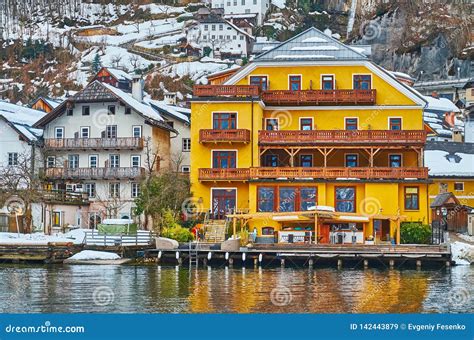 Lakeside Hotels Of Hallstatt Salzkammergut Austria Stock Image