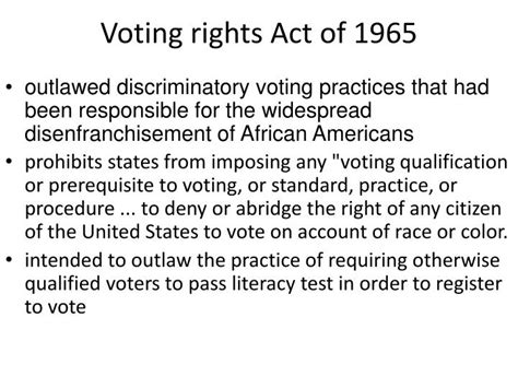 Ppt Voting Rights Act Of Powerpoint Presentation Free Download Id