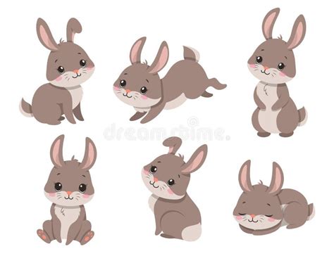 Lindos Conejos De Dibujos Animados Ilustración Del Vector Ilustración De Adorable Granja