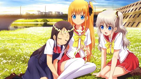 Three Anime Girl Best Friends 2560x1440 Wallpaper