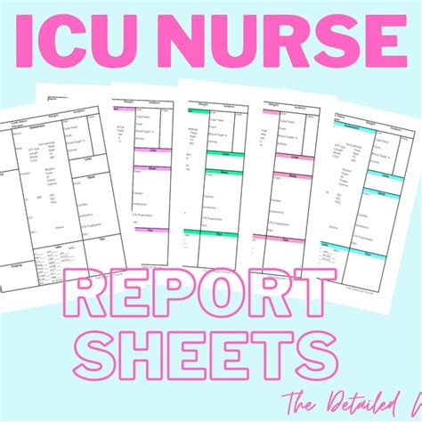 Icu Nurse Report Sheet Etsy
