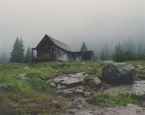 Rustic Mountain Cabin Decor Foggy Forest Photography Ghost Etsy In