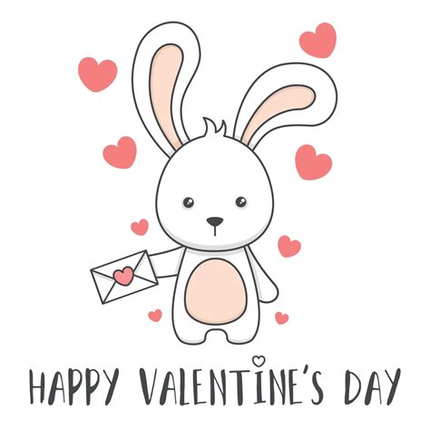 Cute Valentines Day Bunny Rabbit Holding Love Letter 4947324 Vector Art
