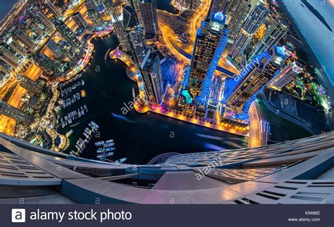 Aerial View Of The Cityscape Of Dubai United Arab Emirates At Dusk