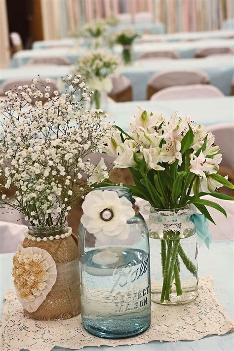 I Love The Look Of These Centerpieces As Well Shabby Chic Wedding