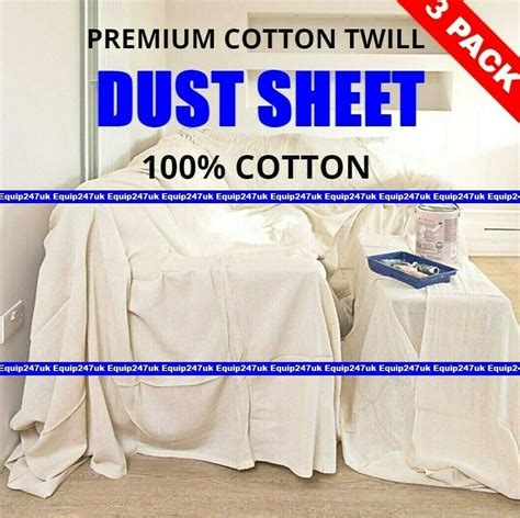 3 X New Professional Cotton Dust Sheets Painting Decorating 12ft 9ft